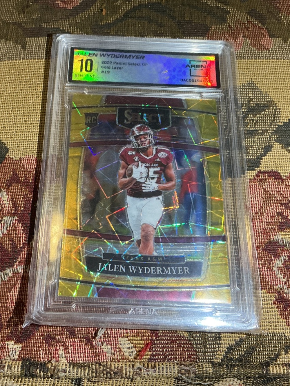 2022 Panini Select Draft Picks 19 Jalen Wydermyer Gold Lazer NFL Graded Arena 10